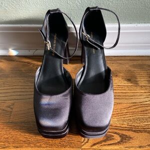 Satin platform heels